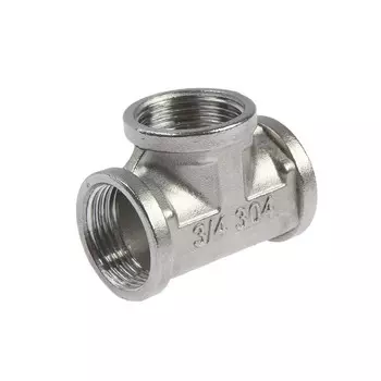 Тройник ZEIN engr, 3/4", внутренняя резьба, нержавеющая сталь