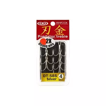 Тройники VANFOOK DT-58, № крючка 1/0, 4 шт., набор, 02956