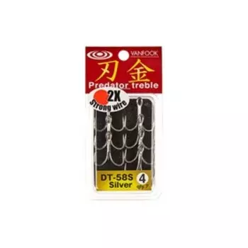 Тройники VANFOOK DT-58, крючок № 4, серебристый, 7 шт., набор, 02962