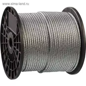 Трос стальной «ЗУБР», оцинкованный, DIN 3055, d=5 мм, L=150 м
