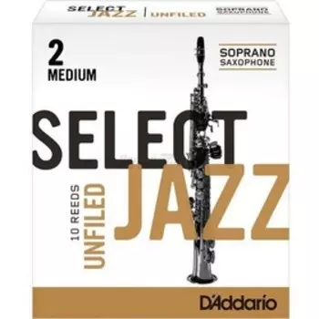 Трости Rico RRS10SSX2M Select Jazz Unfiled для саксофона сопрано, размер 2 (Medium), 10шт