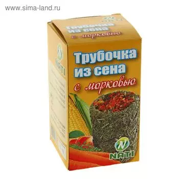 Трубочка "Бриллиант Nati" из сена с морковью для грызунов, 220 г