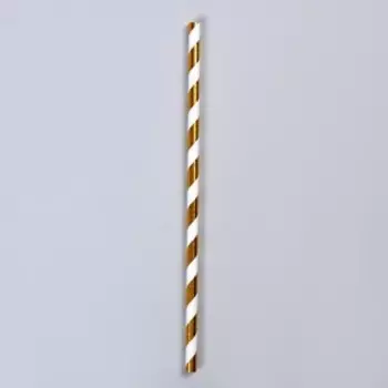 Трубочка для коктейля «Полоска», набор 12 шт., золотая