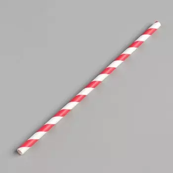 Трубочки бумажные в индивдуальной упаковке "Леденец" красный, 19,5 см, диаметр 6 мм