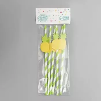 Трубочки для коктейля «Ананас», в наборе 6 штук