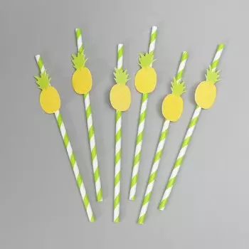 Трубочки для коктейля «Ананас», в наборе 6 штук