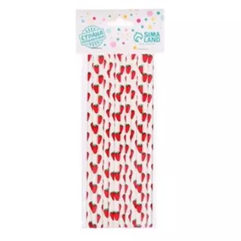 Трубочки для коктейля «Клубника», в наборе 12 штук