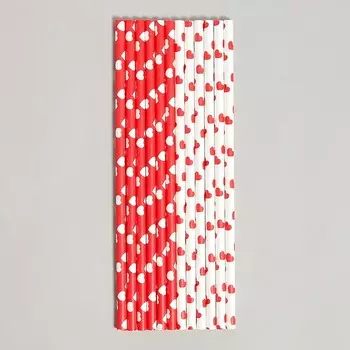 Трубочки для коктейля «Сердца», в наборе 12 штук