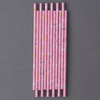 Трубочки для коктейля «Звёздочки», набор 12 шт., цвет розовый