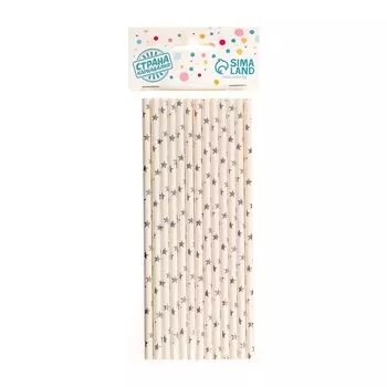 Трубочки для коктейля «Звёзды», набор 25 шт., серебряная