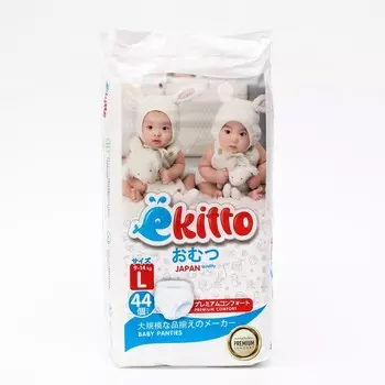 Трусики-подгузники Ekitto L 9-14 кг, 44 шт