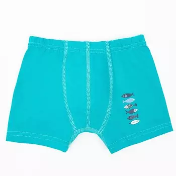 Трусы-боксеры для мальчика А.13004-1, цвет бирюзовый / рыбки, рост 116-122