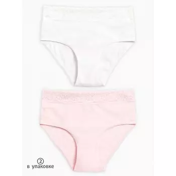 Трусы для девочек, рост 104 см, цвет белый, розовый