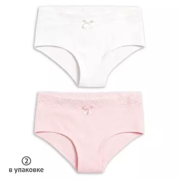 Трусы для девочек, рост 128 см, цвет белый/розовый 2 шт.