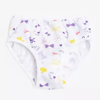 Трусы для девочки, цвет белый/ бантики, (рост 110 см)