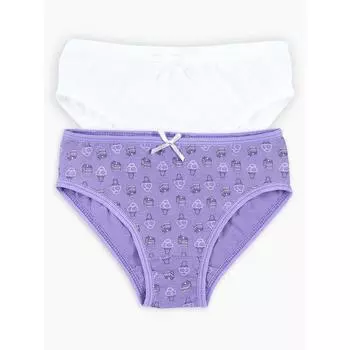 Трусы для девочки «Эскимо» с ажурной резинкой, рост 128 см, цвет лаванда, 2 шт в наборе