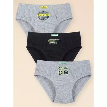 Трусы для мальчиков, рост 104 см, цвет серый, чёрный, 3 шт