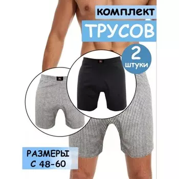 Трусы мужские, размер 54, цвет белый, серый, 2 шт