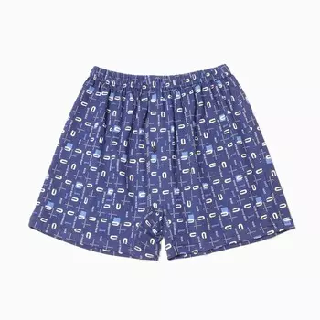 Трусы мужские свободные с пуговицей, цвет тёмно-синий/подковы, размер 48