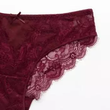 Трусы женские бразильяна KAFTAN кружевные "Nika", размер S, цвет бордовый