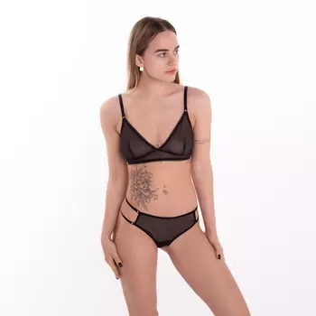 Трусы женские бразильяна (сетка), цвет чёрный, размер 48