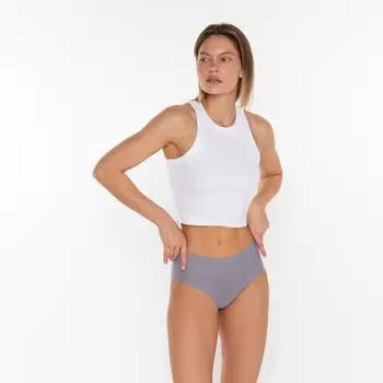 Трусы женские слипы бесшовные, цвет тёмно-серый, размер 48 (L)