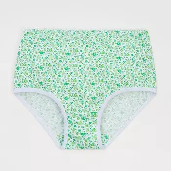 Трусы женские слипы, цвет зелёный/белый, размер 56