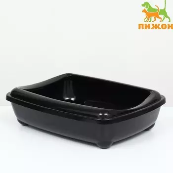 Туалет для Мейн-кунов глубокий, большой (под наполнитель) 56*43*15 см, чёрный