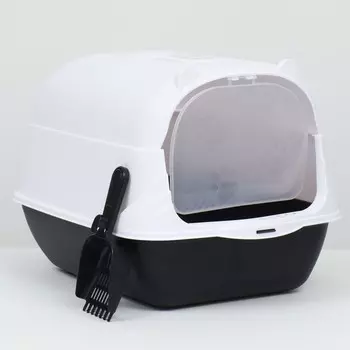 Туалет-домик 35 х 50 х 35 см, бело-чёрный