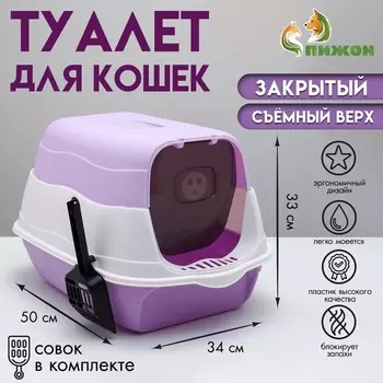 Туалет закрытый 2-в-1 со съёмным верхом 34 х 50 х 33 см, фиолетовый