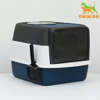 Туалет закрытый прозрачный 513437 см, синий+совок