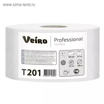 Туалетная бумага для диспенсеров Veiro Professional Comfort T201 в средних рулонах, 1 слой, 200 метров