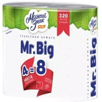 Туалетная бумага «Мягкий знак» Mr.Big, 2 слоя, 4 рулона, белая