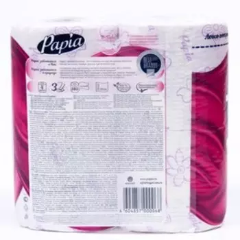 Туалетная бумага Papia Bali Flower, 3 слоя, 4 рулона