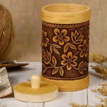 Туес «Цветы», 6612 см, береста