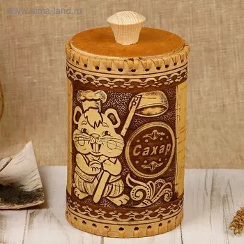 Туес для специй «Хомяк», сахар, 8х8х14 см, береста