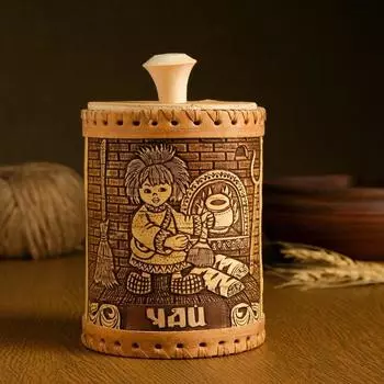 Туес "Домовенок. Чай", 10х10х15 см, береста