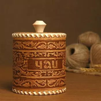 Туес "Узор" Чай , 10х10х11 см, береста