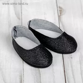 Туфли для куклы «Блёстки», длина подошвы: 7 см, цвет черный