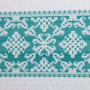 Тюль кухонная без шторной ленты, 17С6609 80 х 140 см, цвет белыйс бирюзой, пэ