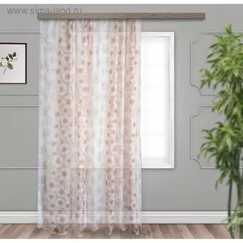 Тюль Органза кристалл печать 150х260 см, какао, пэ 100%