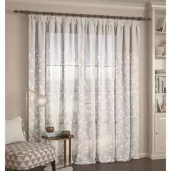 Тюль с вышивкой «Вьюн», размер 300 х 260 см, имитация льна, белый