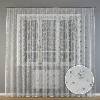 Тюль «Синие цветы», размер 300 x 275 см