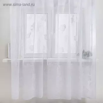 Тюль со шторной лентой 260х300 см, белый, пэ 100%