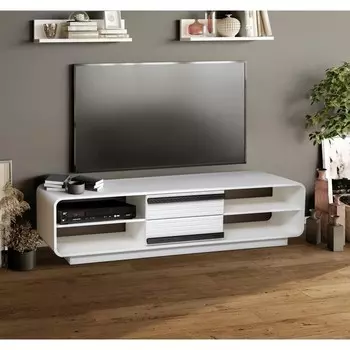 Тумба «А 10», 1800 422 470 мм, цвет белый / белое дерево / профиль венге