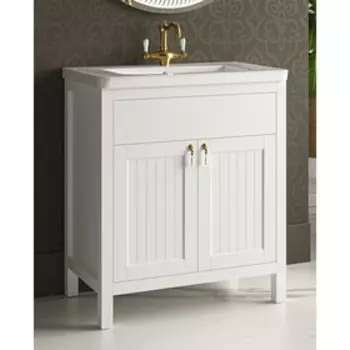 Тумба Адель - 80 1 ящ. белая эмаль с раковиной UNIK 80