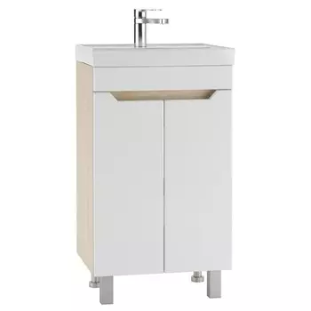 Тумба напольная «Айсберг. Мечта», с раковиной «Енисей 50», без ящика, 490400700 мм, цвет белый/дуб сонома