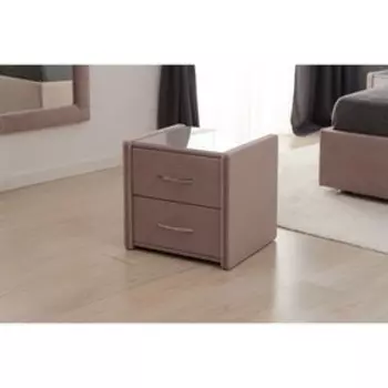 Широкая тумба «Алеро», 505470475 мм, 2 ящика, стекло, премиум велюр, цвет пыльная роза