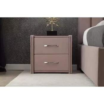 Широкая тумба «Алеро», 505470475 мм, 2 ящика, стекло, премиум велюр, цвет пыльная роза