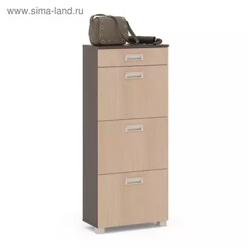 Тумба для обуви, 575 × 285 × 1350 мм, цвет венге / белёный дуб